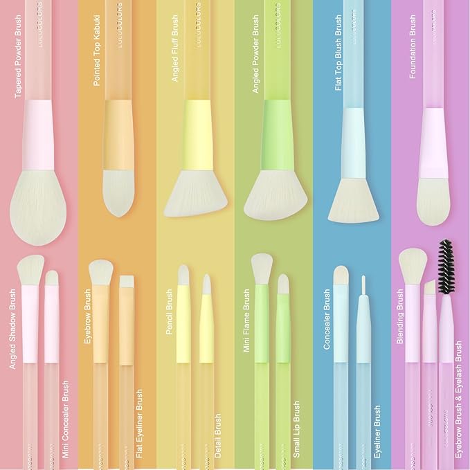 18-Pcs Makeup Brush Set for Beginners - Travel-Friendly with Soft Arthritis-Friendly Handles & Non-Shedding Bristles | Includes Storage Bag, Eyeshadow Brushes & Sponges (Multi-Color)