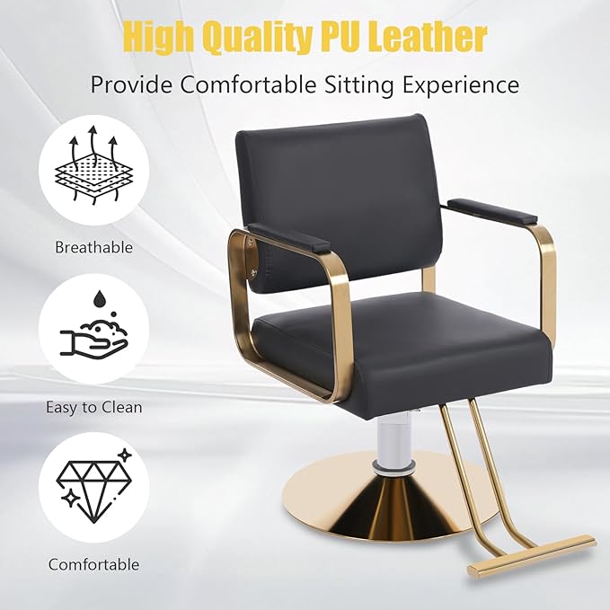 Barber Chair Salon Chair for Hair Stylist Hair Chair for Barbershop Home Height Adjustable & 360° Swivel Styling Salon Chairs Spa Beauty Salon Equipment, Max Load Weight 440Lbs