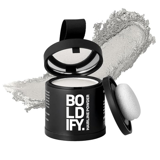 BOLDIFY Hairline Powder (LARGE, 10g) - Root Touch Up Hair Color for Gray Coverage - Bald Spot Concealing Hair Powder for Women & Men - 24-Hour Stain-Proof - White