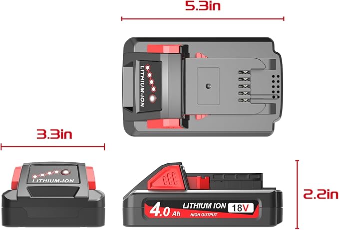 2 Pack 4.0Ah 18V Batteries Replace for Milwaukee M18 Battery Lithium lon 48-11-1815 48-11-1840, Compatible with m18 Milwaukee Battery Charger and 18 Volt Cordless Power Tools