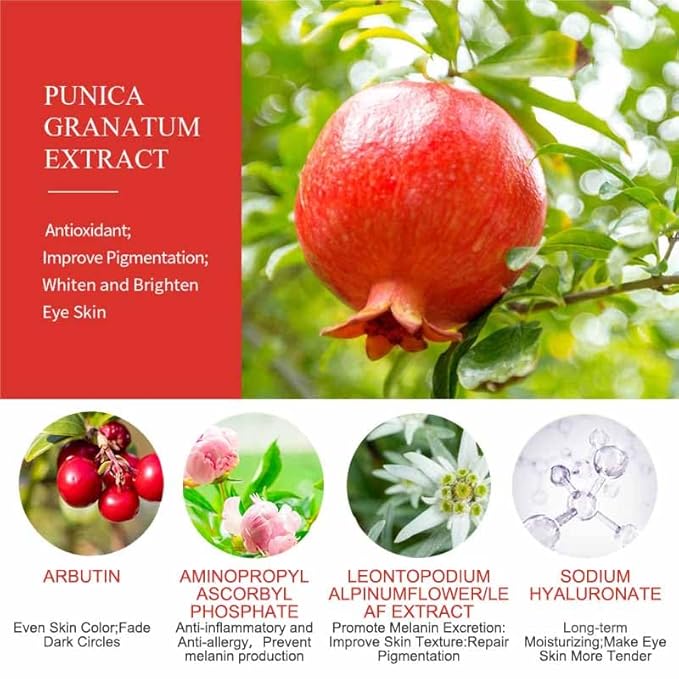 Pomegranate Eye Mask - 60 Pcs - reduces bags and dark circles under the eyes, tightens and improves ocular skin, all-natural extract, youthful appearance and reduces fine lines and wrinkles.