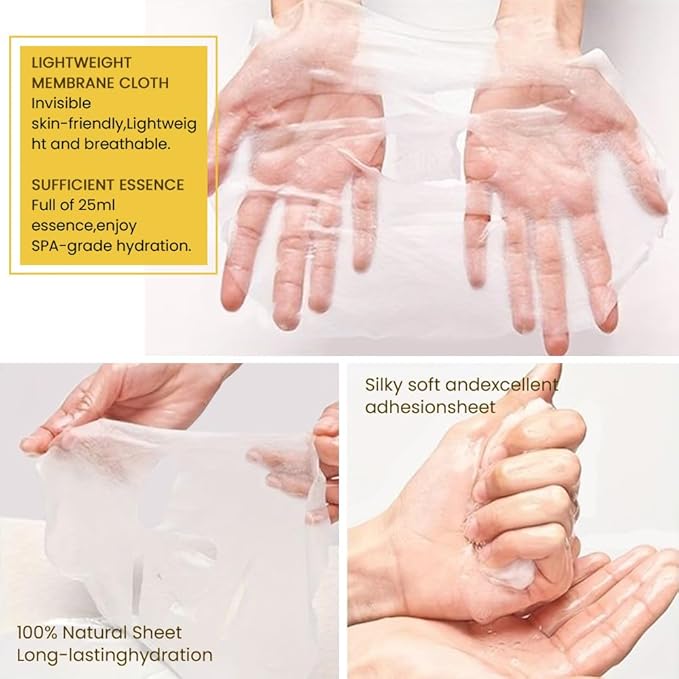 8 Pack Honey Face Sheet Mask Skincare,Hydrating Face Mask For Sensitive Skin,Moisturize,Soothing,Nourish for All Skin Types,Natural Spa Party Facial Mask Skincare Set for Women Men Girls