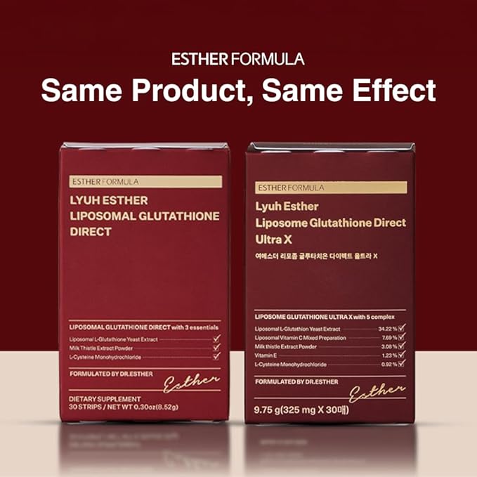 ESTHER FORMULA Liposomal Glutathione Direct (284mg*30strips) Glutathione Strips, Enhanced-Absorption, Korean Beauty Supplement Made in USA for antioxidant, Even Skintone, K-Beauty