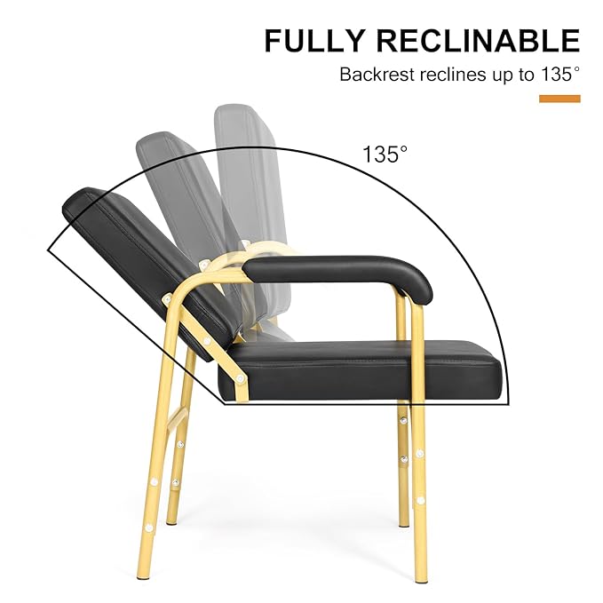 Artist hand Shampoo Chair for Salon Reclinng Salon Chair Barber Chair Hair Stylist Chair Auto Recline Chairs Shampoo Spa Beauty Equipment(Gold)