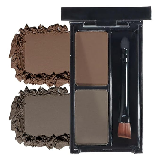 Brow Powder Kit – Long-Lasting Light-Dark Brown Color Brow Filler for Full, Defined Natural Brows, Contour Palette with Double-Ended Brush, sombra para cejas-3#