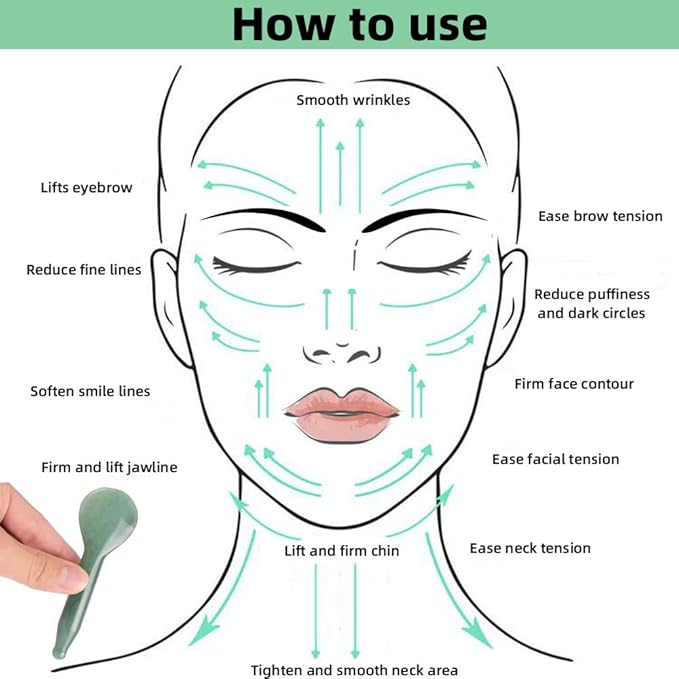 Jade Gua Sha Massage Tools Facial Tool Natural Green Gua Sha Anti Aging Facial Skin SPA for Rejuvenate Skin Anti-Wrinkle Anti Aging