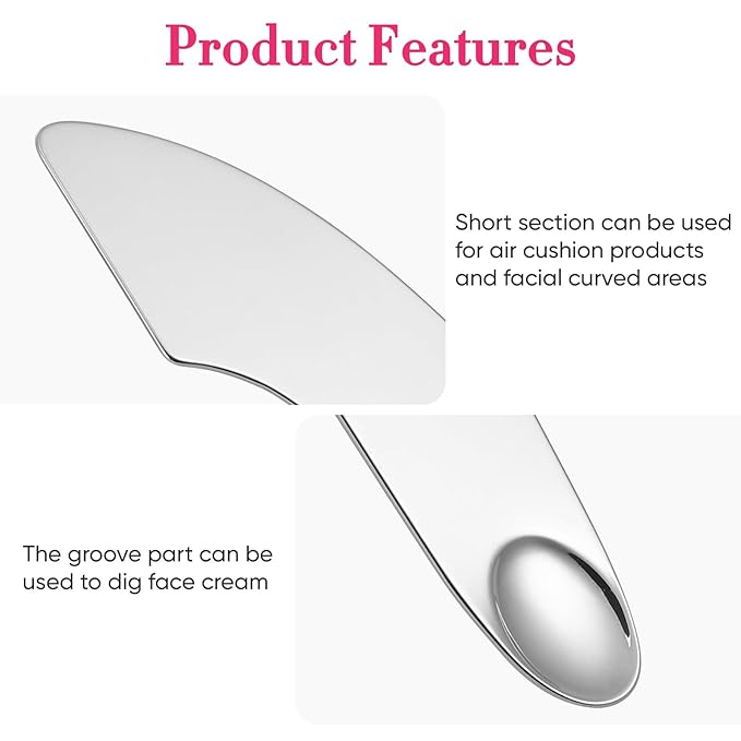 POPETPOP Makeup Spatula Foundation Spatula- Korean Cosmetic Spatula, Stainless Steel Facial Spatula Professional Foundation Palette Mixer Facial Cosmetic Makeup Tool