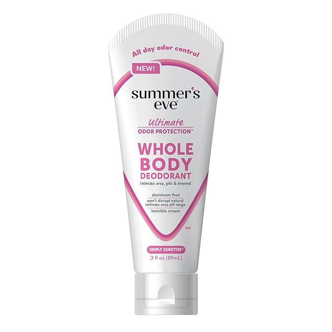 Summer's Eve, Whole Body Deodorant for Women, Ultimate Odor Control, Aluminum Free Deodorant, Simply Sensitive, 3 Fl Oz