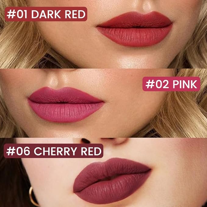 Kaely 3Pcs Dark Red Pink Cherry Red Longwear Liquid Lip Liner Waterproof, 24 Hour Long Lasting Lip Liner Stain Marker Pen, 2-in-1 Matte Semi Permanent Lipliner & Lipstick, 01+02+06