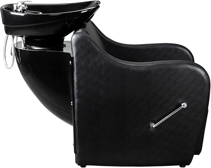 OmySalon Backwash Shampoo Unit for Salon, Hair Washing Station with Ceramic Bowl Adjustable Footrest, Chair Sink Barber Shop Beauty Equipment