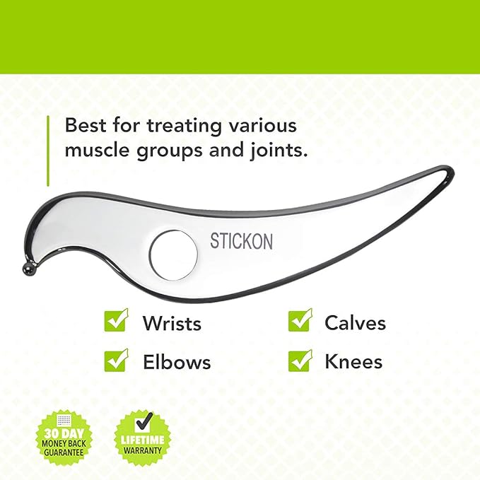 Stainless Steel Gua Sha Scraping Massage Tool - STICKON IASTM Tools Great Soft Tissue Mobilization Tool (B1 Shape)