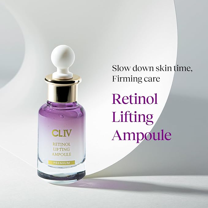 CLIV Retinol Lifting Ampoule, Korean Skincare with 85% Collagen Solution, Retinol, Peptides & Fermented Botanical Complex for Skin Texture and Moisture Support, ballon serum 1.01 fl oz