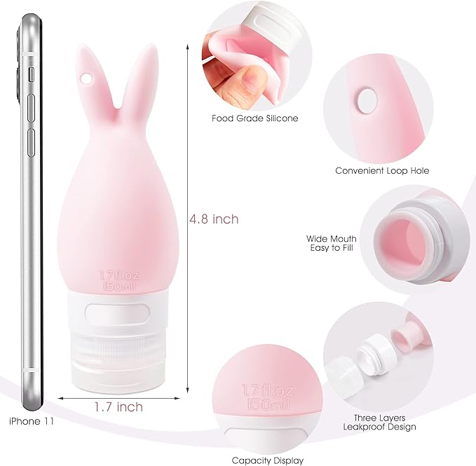 INSFIT Portable Travel Bottles, TSA Approved Leak Proof Containers for Toiletries, BPA Free Refillable Accessories for Shampoo, Body Wash, Liquids (4 Pack)