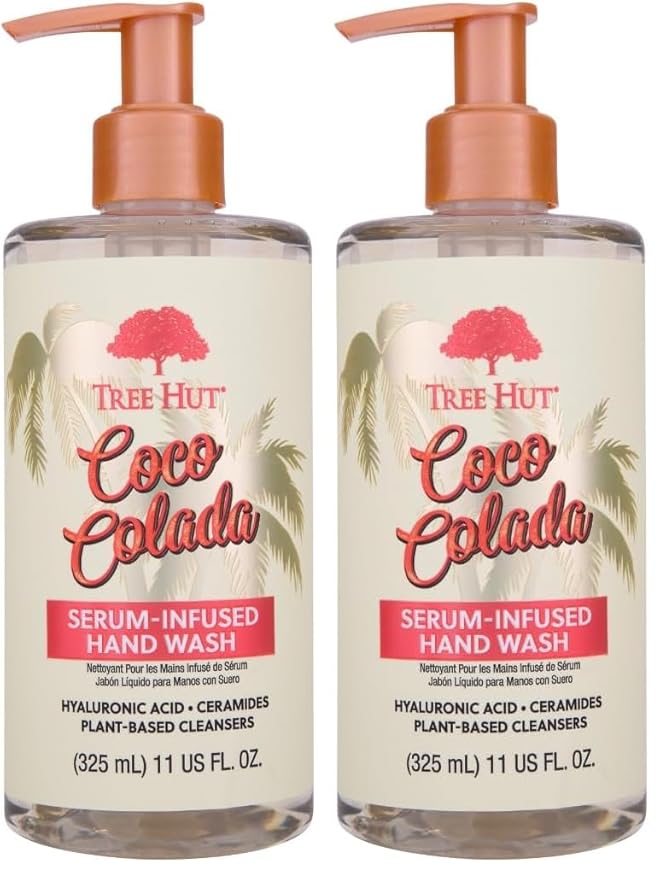 Tree Hut Coco Colada Serum Infused Hand Wash, Nourish & Hydrate Hands with Strengthening Skin Care, Long Lasting Scent, Cleanse & Lock in Moisture, 11 fl oz. (Pack of 2)