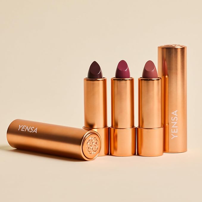 YENSA Vibrant Silk Hydrating Lip Stick - Long Lasting Lipstick with Hyaluronic Acid, Vitamin E & Super Oils - High Pigment Color & Semi Glossy Finish - Moisturizing Formula - Infinity (0.12 oz)