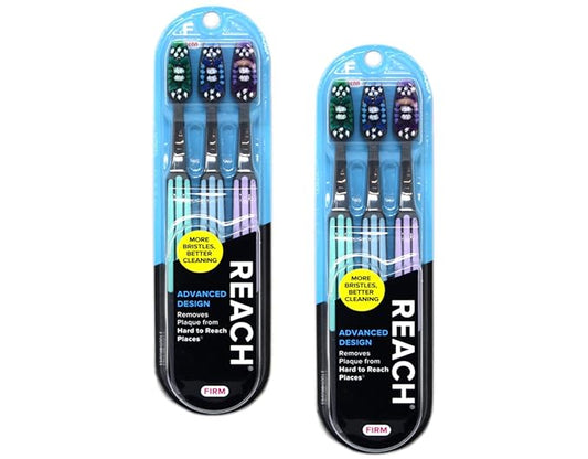 Reach Advanced Design Firm Toothbrushes, Colors May Vary, 3 Count (Pack of 2) Total 6 Toothbrushes
