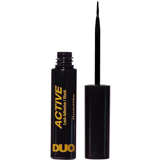 DUO Active Lash Adhesive for Strip Lashes – Water-Resistant, Long-Lasting Black Eyelash Glue, 0.16 oz, 2 Pack