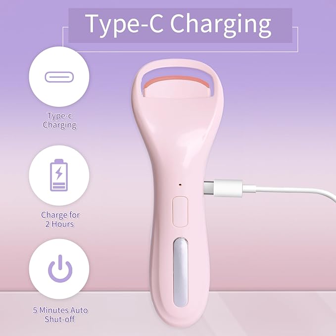 Heated Eyelash Curlers, Rechargeable Electric Eyelash Curler with Dual-Arc Design & 3 Adjustable Temperature - Safe Gentle Heated Lash Curler for Natural Curl Perfect Fit for Women F85