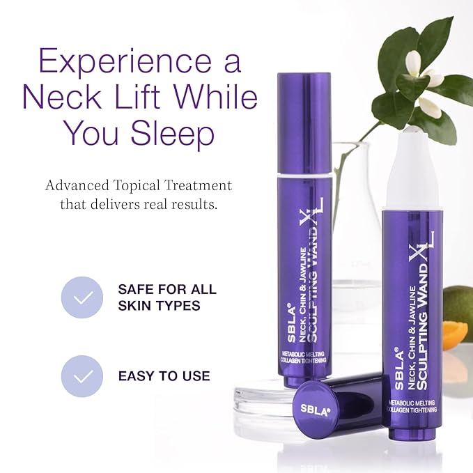 SBLA Neck, Chin & Jawline Sculpting Wand XL – Melts Neck Fat Under The Chin & Along Jowls, Lifts & Sculpts The Entire Area & Reduces Lines, Boosts Collagen Production - 2 Pack