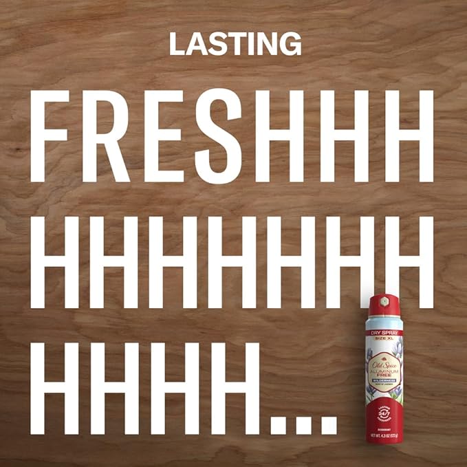 Old Spice Aluminum Free Dry Spray Men's Deodorant, 24/7 Odor Protection, Wilderness Scent of Lavender, 4.3oz (Pack of 3)
