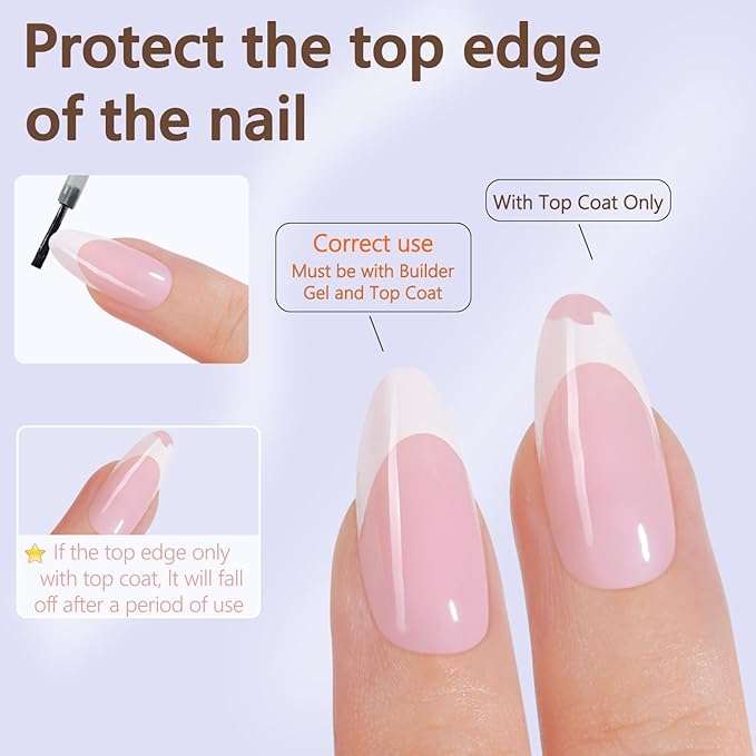 Misssix French Gel Nail Tips, 150Pcs French Tip Press on Nails Medium Almond Pink, No Need to File Tips Pre-lasting, Fake Nails for Nail Art DIY 15 Sizes