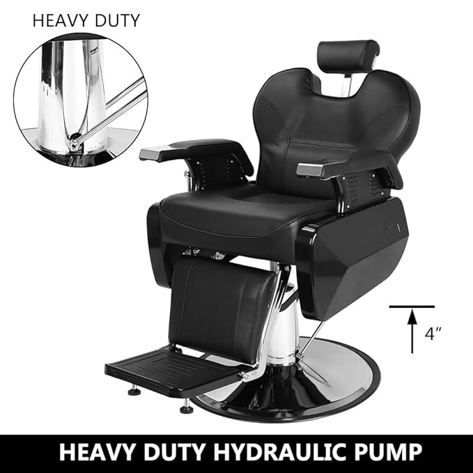 OmySalon All Purpose Hydraulic Barber Chair Recline 360 Degree Swivel Height Adjustable Heavy Duty Hairdresser Chair Beauty Salon Spa Tattoo Styling Equipment