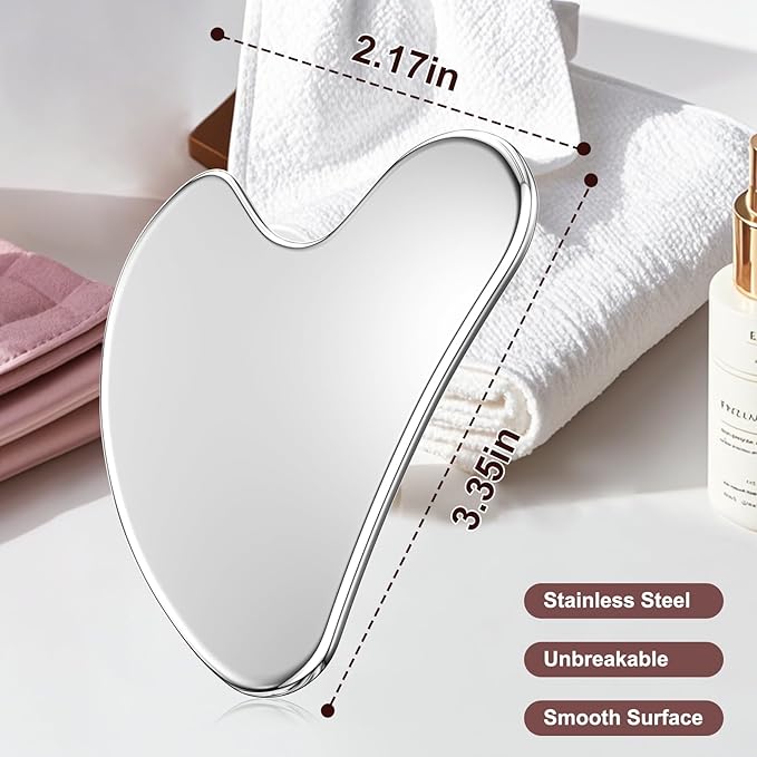Stainless Steel Gua Sha Facial Tools, Upgrade Metal Gua-sha, Guasha Tool for Face and Body Treatment, Muscle Tension and Puffiness Relief for Guasha Tool, Skin Care Gifts for Women