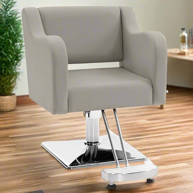 BarberPub Classic Salon Chair for Hair Stylist,Hydraulic Barber Styling Chair,Beauty Salon Spa Equipment 3802 (Grey)