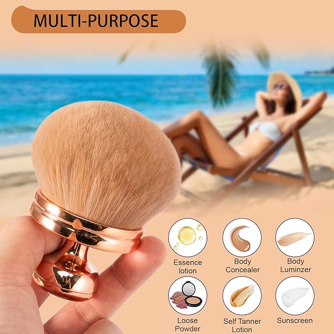 UNIMEIX Extra Large Body Makup Brush for Self Tanner with Drawstring Bag, 3.0 Inch Blend and Blur Body Sunscreen Applicator for Face, Legs, Body, Cream and Foundation (RoseGold)