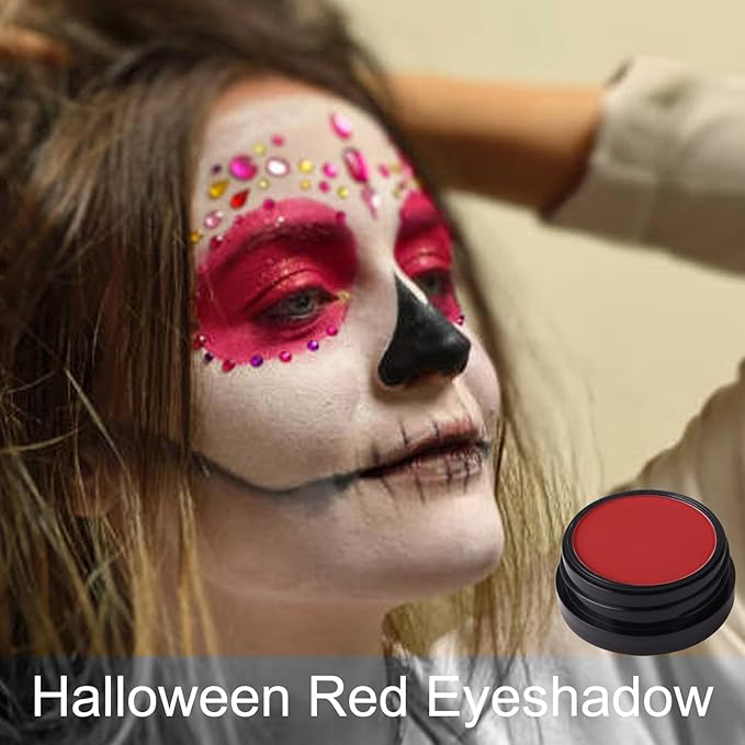 MEICOLY Red Single Eyeshadow,Pressed Powder Matte Eye shadow, Long Lasting Halloween Eye Makeup,Opaque Vegan Cruelty Free High Pigment Eyeshadow for SFX Special Effects Cosplay Makeup