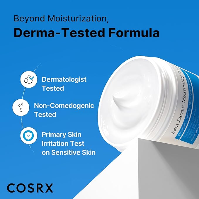 COSRX Barrier Moisturizing Cream - Body and Face Moisturizer for Dry Skin with Ceramide & Hyaluronic Acid, Unscented Hydrating Body Lotion, 15.2 fl.oz, Korean Skin Care