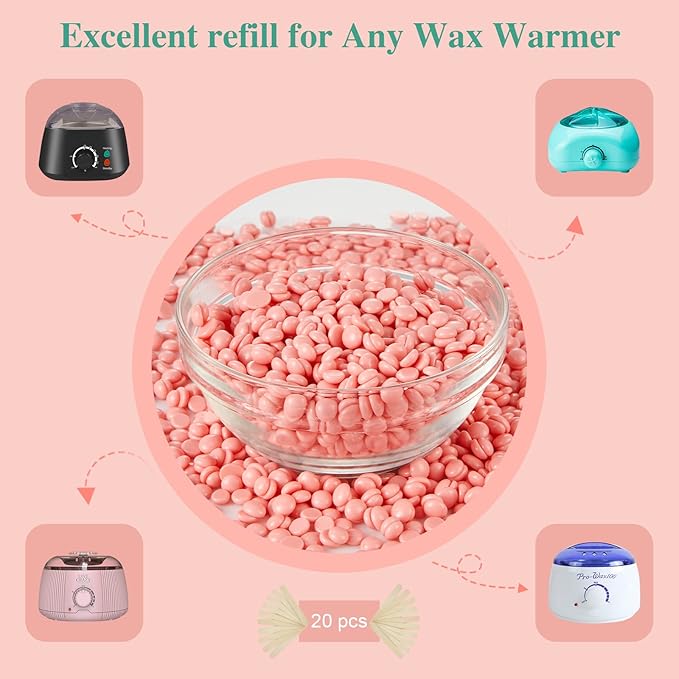 PURPLESKY Wax Beads Bulk - Painless 40oz Summer Hard Wax Beads for Body Bikini Leg Back Underarm Chest Eyebrow Ear Nose Long Lasting Waxing for Women Men