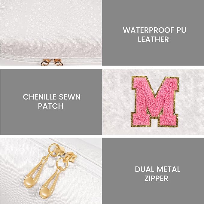 Preppy makeup bag, cute initial