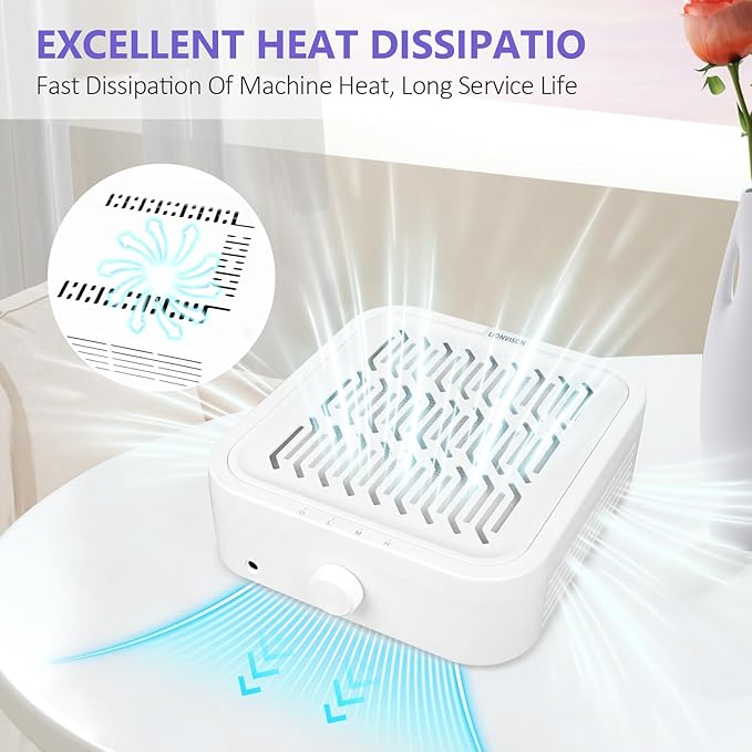 LIONVISON Nail Dust Collector for Salons: Vacuum Fan Dust Suction Machine for Beginners DIY - Manicure Pedicure Tool with Reusable Filter for Home