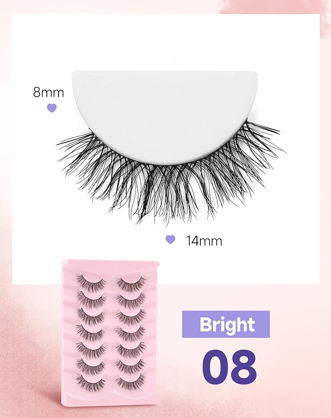 Bright-08 Mink Wispy Lashes - Natural Look, C Curl, Strip Lashes