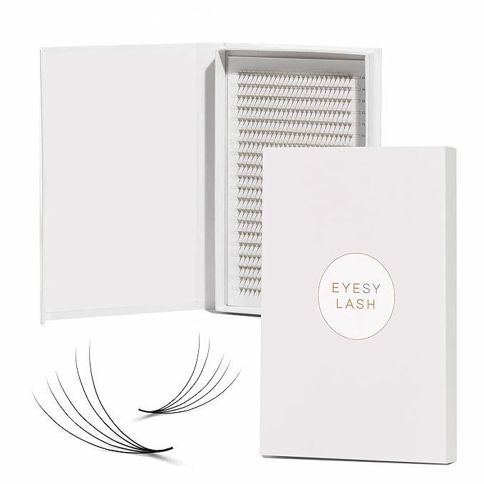 Eyesy Lash 600 Easy Promade Fans - 5D 0.07 Curl CC Mixed Lengths 8-16mm - Ultra Speed 20 Lines Eyelash Trays Volume Premade Lash Fans Handmade Pre Made Eyelash Extensions Fluffy Soft Pointy Base