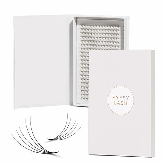 Eyesy Lash 600 Easy Promade Fans - 5D 0.07 Curl C Mixed Lengths 8-16mm - Ultra Speed 20 Lines Eyelash Trays Volume Premade Lash Fans Handmade Pre Made Eyelash Extensions Fluffy Soft Pointy Base