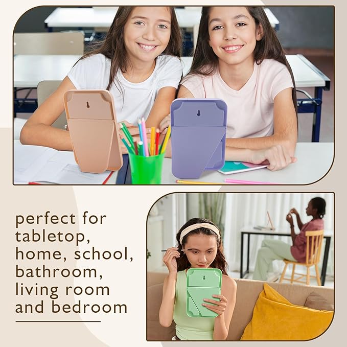 24 Pack Desktop Foldable Makeup Mirror Bulk 8 x 5.3 Inch Vanity Table Mirror with Stand, 90° Adjustable Portable Folding Travel for Spa Party, Women, Cosmetics Personal Beauty, 6 Color