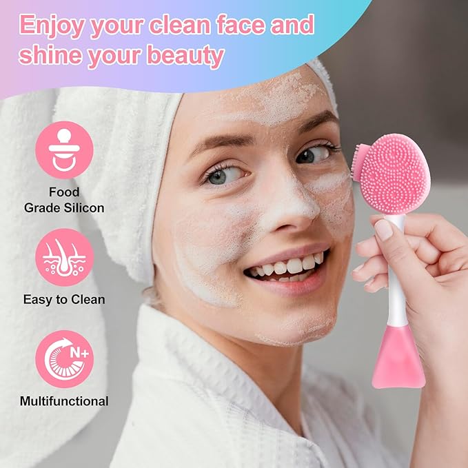 Silicone Face Scrubber Face Mask Brush Exfoliating Lip Cleansing Facial Cleansing/Wash Brush Exfoliator Blackhead Skin Care Tool Makeup Removes Dead & Dry Skin for Women Grils Men