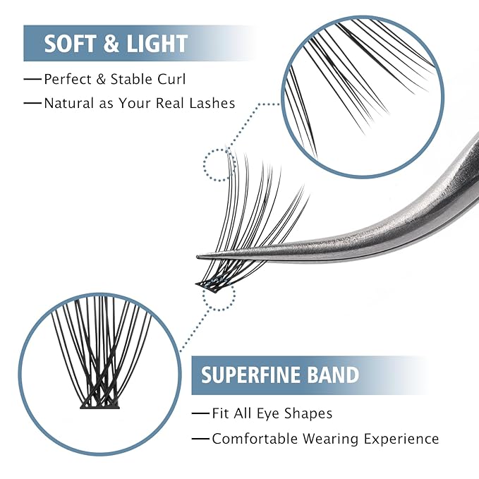 DIY Eyelash Extension Lash Clusters 120 Clusters False Eyelash 3D Effect Individual Natural Lashes Set at Home Eyelash Extension Kit Lashes Pack Mixed