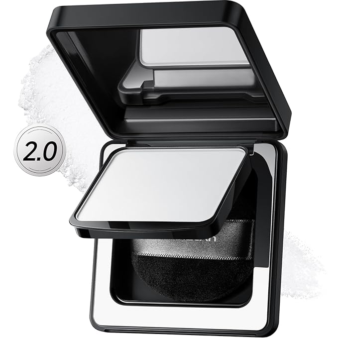 CARSLAN 2.0 Black Magnet Soft Focus Powder, Waterproof Translucent Pressed Setting Powder, 24H Longlasting Talc-Free Face Powder, Oil Control Compact Makeup,01 Translucent For Dry&Com Skin, 0.28Oz