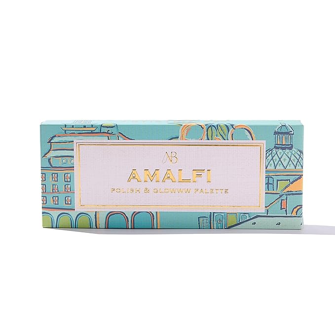 Amalfi Polish & Glowww Palette – 5-Piece Refillable Makeup Palette for Radiant Skin. Includes Highlighters, Blush, Contour & Eye Shadows - Blendable, Long-Lasting, Vegan & Cruelty-Free