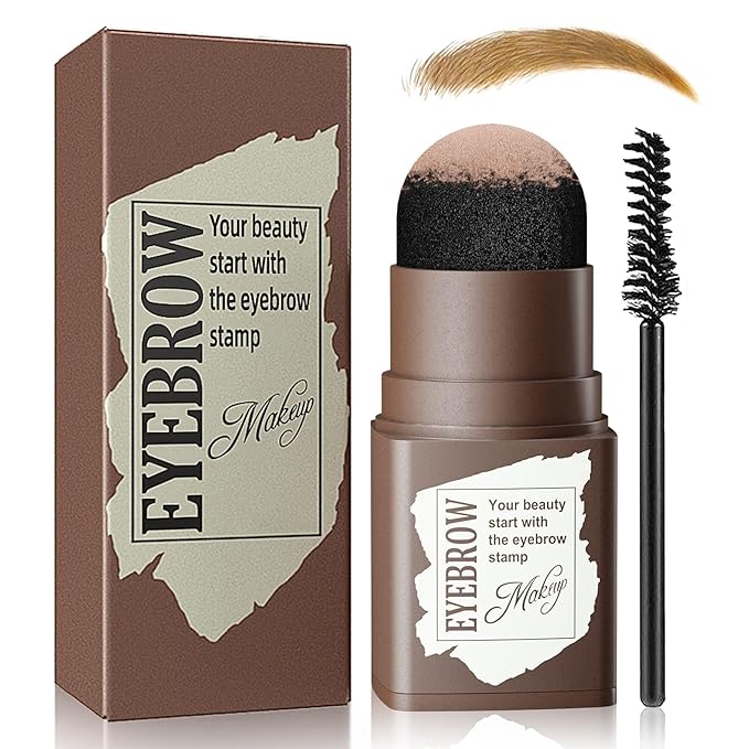 Eyebrow Stamp and Eyebrow Stencil Kit, Eyebrow Powder with 24 Reusable Eyebrow Stencils Kit for Beginners to Natural Brow, 1 Step Brow Stamp Kit Smudge-Proof & Long-lasting & Waterproof (Blonde)