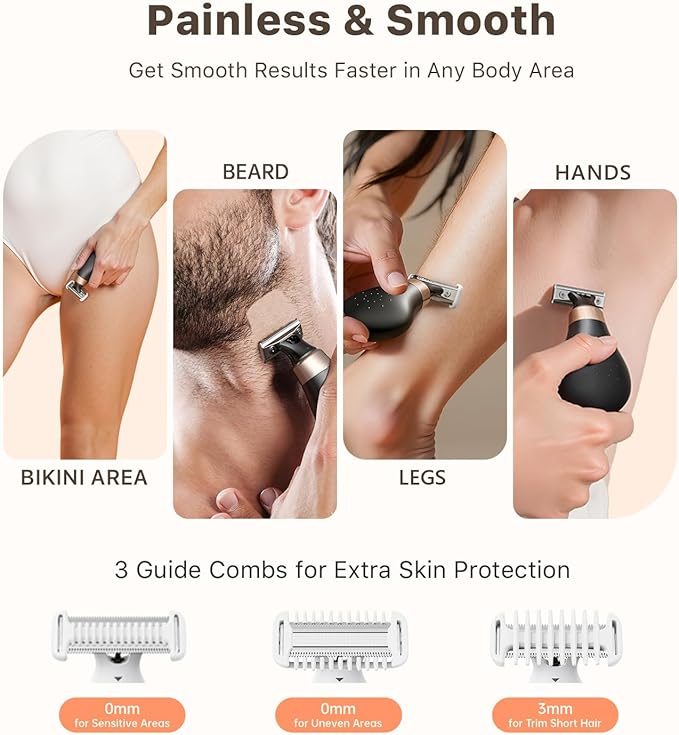 Mini Bikini Trimmer for Women - Intimate Pubic Hair Removal, Electric Body Groomer, Small Portable Wet/Dry Shaver, Magnetic Blade, USB-C Rechargeable with Travel Case, Easy to Clean (Black)