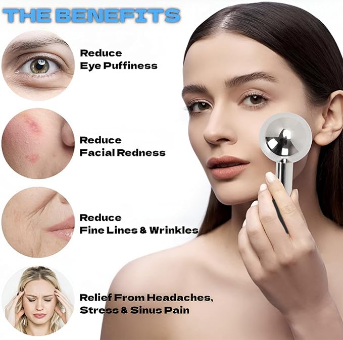 Ice Globes for Face Eyes, Unbreakable Stainless Steel Cool Massagers for Skincare Routines, Multifunctional Cold Roller Cooling Globes for Puffiness, Sagging Skin, Fine Lines Facial Relaxation (Black)