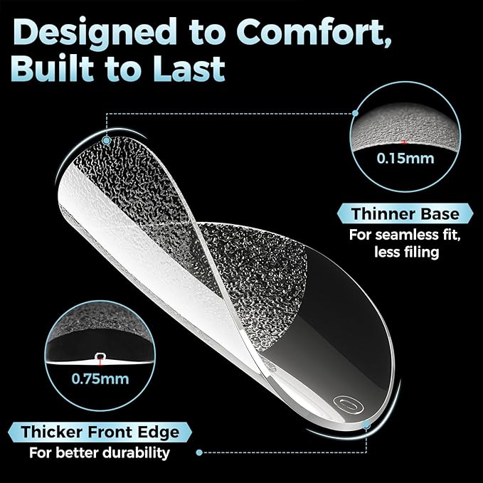 Extra Short Almond Nail Tips, 360pcs Soft Gel Pre-Shaped Acrylic XS Fake Nails, Half Matte Full Cover Clear Press on Flase Nail Tips for Extension Manicure Home DIY 12 Sizes Gelly Tips