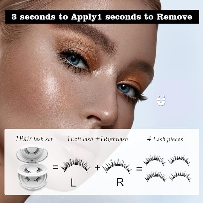 Elara Craft Magnetic Eyelashes,Magnetic Eyelashes with Applicator,2025 New Magnet Lashes Reusable No Glue Needed Soft Lashes Kit for Women Daily Use Natural Look(02+06+07)
