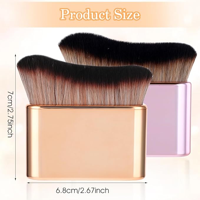 2Pcs Self Tan Brush Soft Body Makeup Brush Portable Self Tanning Brush Self Tanner Face Brush For Body & Leg Makeup（Rose Gold + Pink Rose Gold）