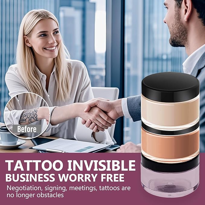 Tattoo Cover Up Makeup Waterproof, 2 Colors Tattoo Concealer, Invisible Tattoo Cover Up, Suitable for Tattoos Scars and Spots, for All Skin Types1