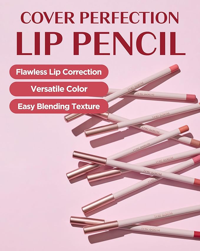 THESAEM Cover Perfection Lip Pencil - Slim, Easy-Blend & Overlip Makeup, Creamy Matte Lip Liner, Long-Lasting with Built-In Sharpener (09 Mellow)